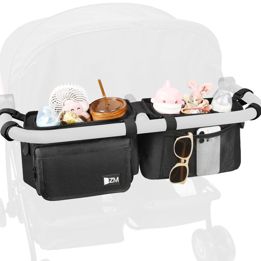 ZZM Organizador doble para cochecito con 2 bolsillos refrige