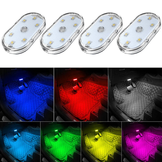 4 luces LED inalámbricas para el interior del automóvil, luc
