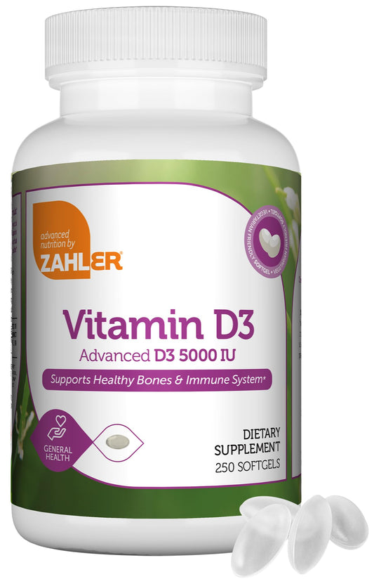 Zahler - Cápsulas blandas avanzadas de vitamina D3 de 5000 U