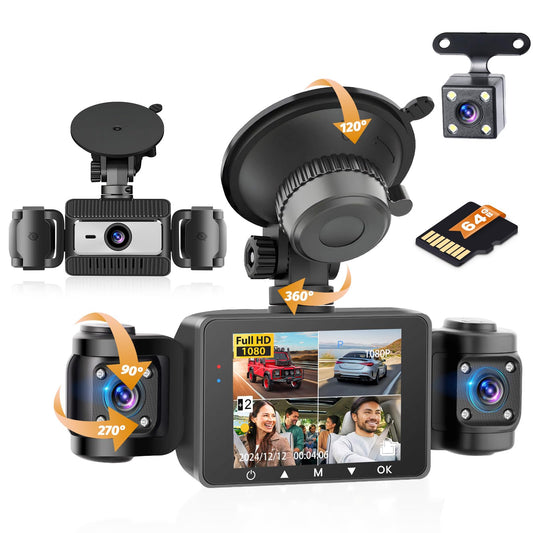 Hikity Cámara de tablero de 4 canales para automóvil, visión
