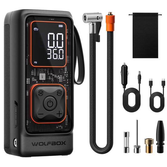 WOLFBOX Inflador de neumáticos de 12000 mAh y 150 PSI, compr