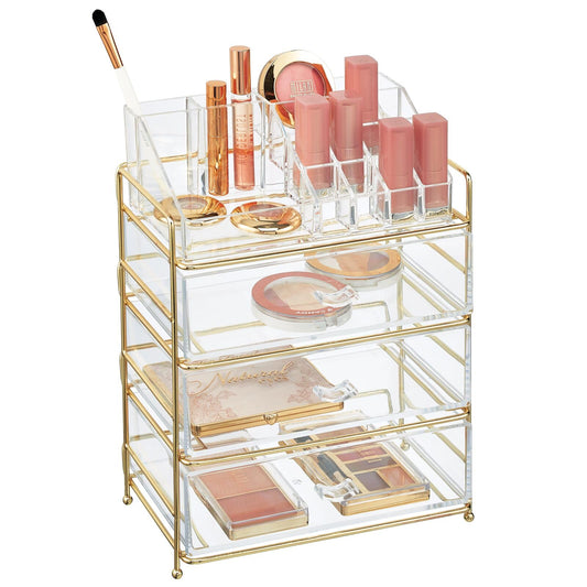mDesign Organizador de cosméticos de plástico con 3 cajones