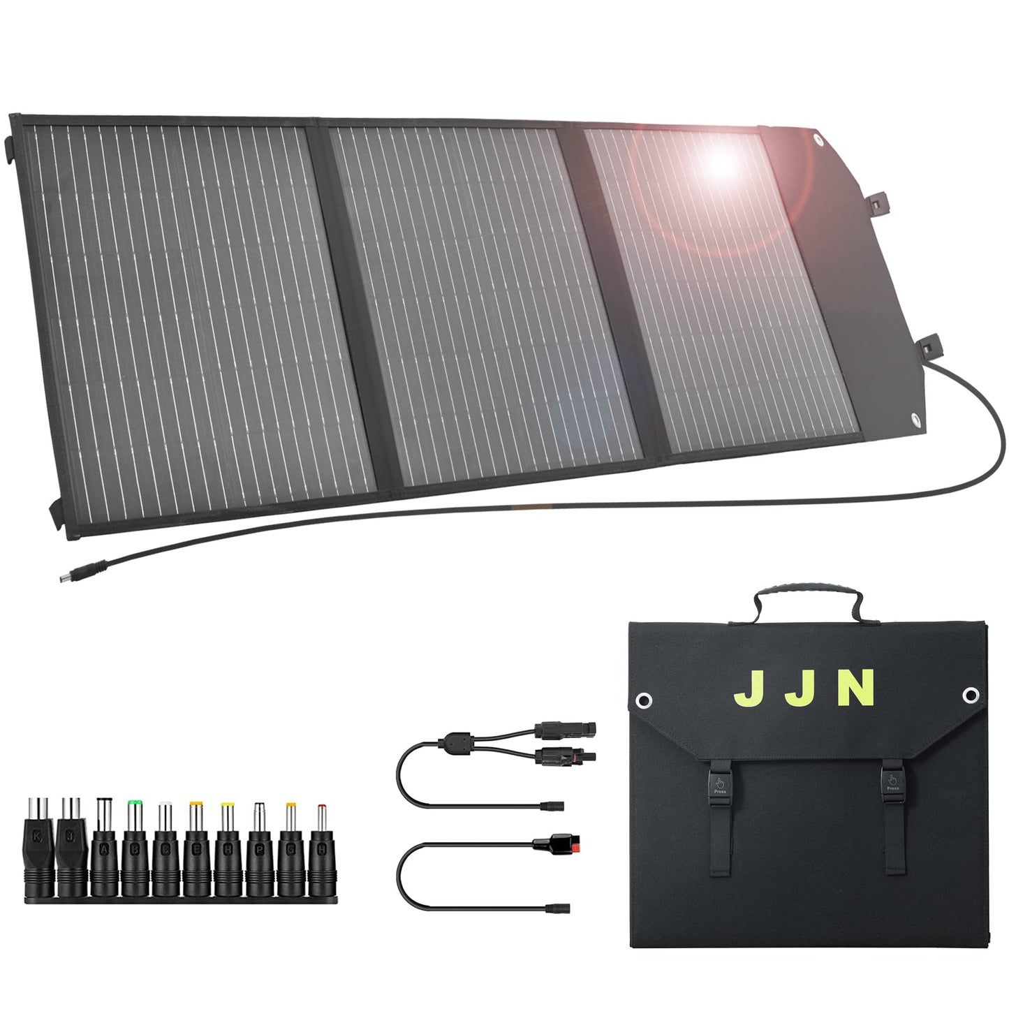 JJN Panel solar portátil de 18 V 100 W, paneles solares pleg