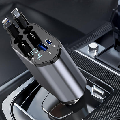 Cargador retráctil para automóvil, cargador de teléfono rápi