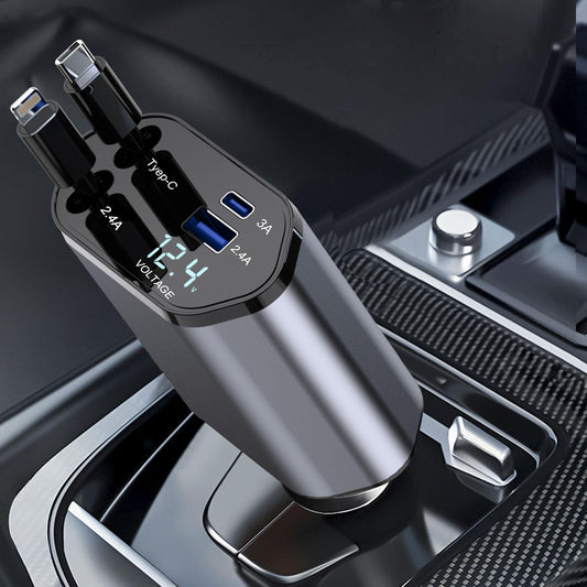 Cargador retráctil para automóvil, cargador de teléfono rápi