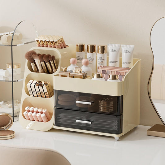 Organizador de maquillaje con cajones para tocador, espacios