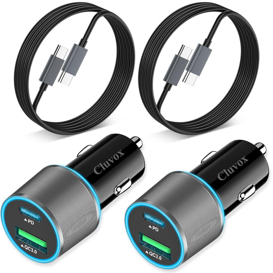 Paquete de 2 cargadores de coche USB C de 38 W de carga rápi