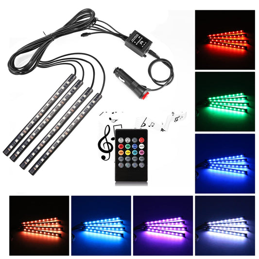 Juego de 4 luces LED para coche, 48 / 72 LED, 12 V, multicol