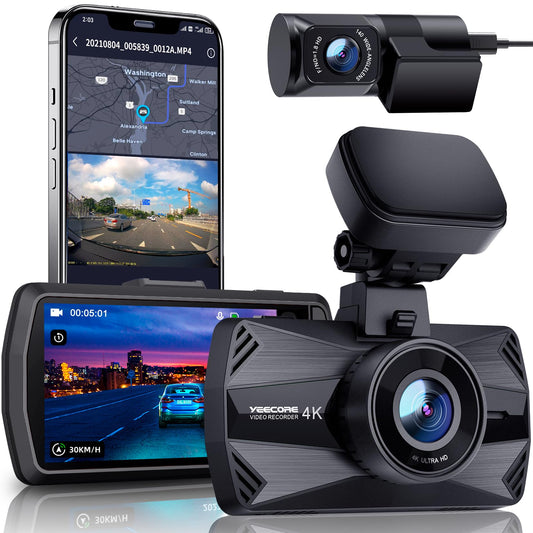 Dual Dash Cam 5G WiFi GPS, cámara de tablero real 4K+HDR 108