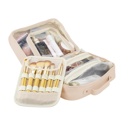 Bolsa de maquillaje de viaje de gran capacidad, organizador