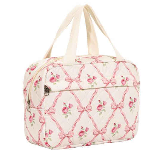 Bolsa de maquillaje acolchada de gran tamaño, bonita bolsa o