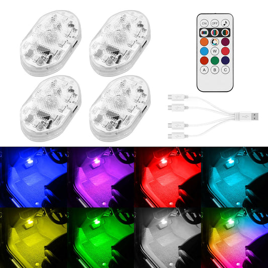 SUNCARACCL 4 luces LED inalámbricas para el interior del aut