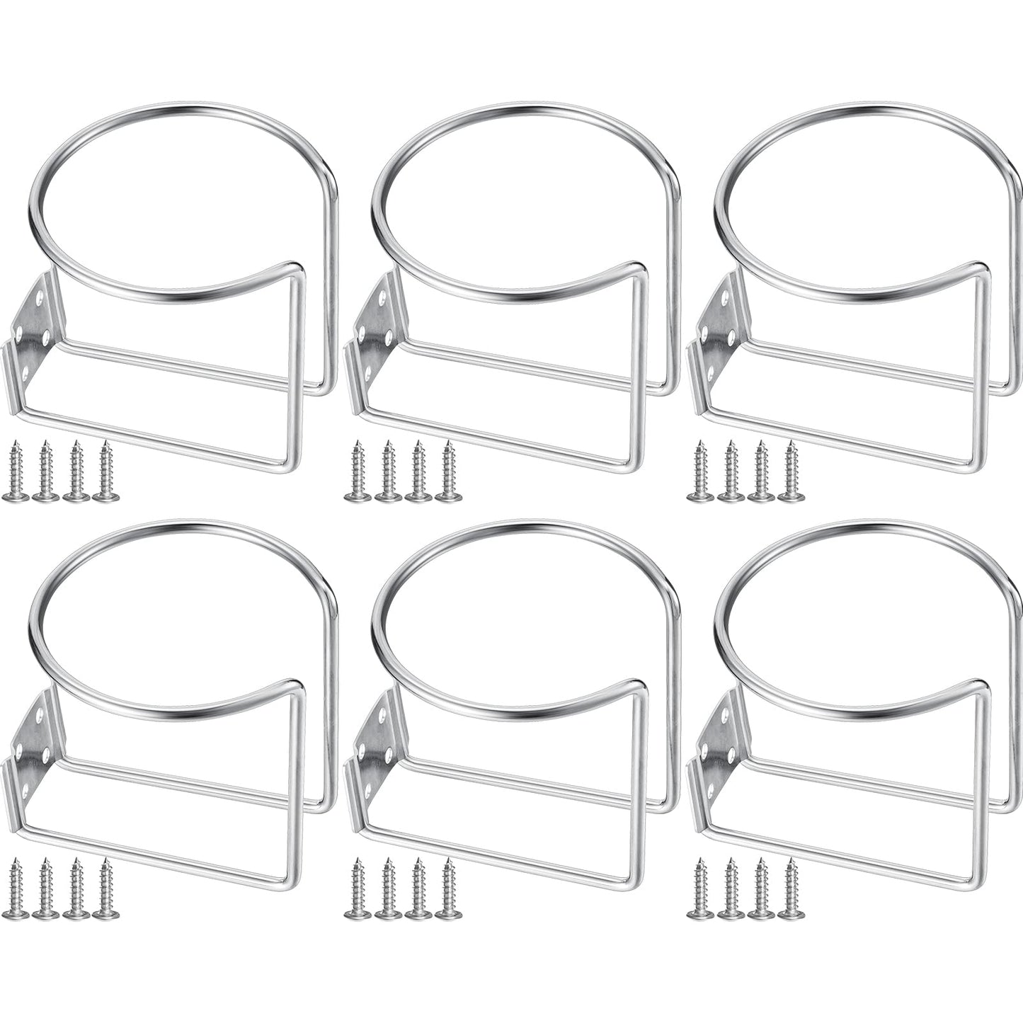 6 soportes de acero inoxidable para bebidas con anillo de ba