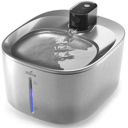 iPettie Runway - Fuente de agua para gatos de acero inoxidab