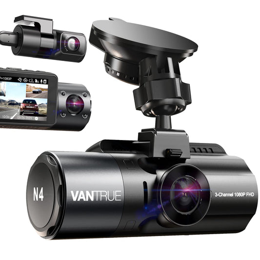 VANTRUE N4 - Cámara de tablero de 3 canales, 4K+1080P de dob