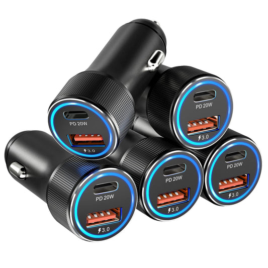Bangfun - Cargador de coche USB C, paquete de 5, 36 W, doble