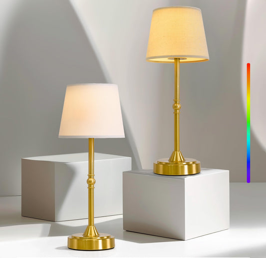 Oneach Juego de 2 lámparas de mesa LED inalámbricas de 16 pu
