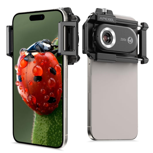 APEXEL Lente de microscopio para teléfono, micro lente de te
