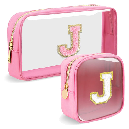 Bolsa de maquillaje transparente con letra inicial personali