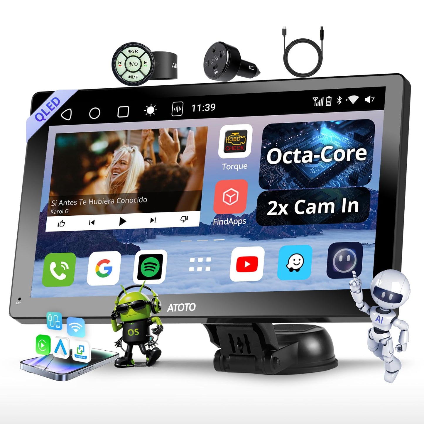 Carplay - Pantalla para automóvil, Android Auto inalámbrico,