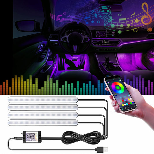 Luz LED para coche debajo del tablero, RGB, 29 modos estátic
