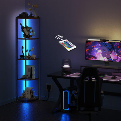 ZOUTOG Estante esquinero de 5 niveles con luz LED, estanterí