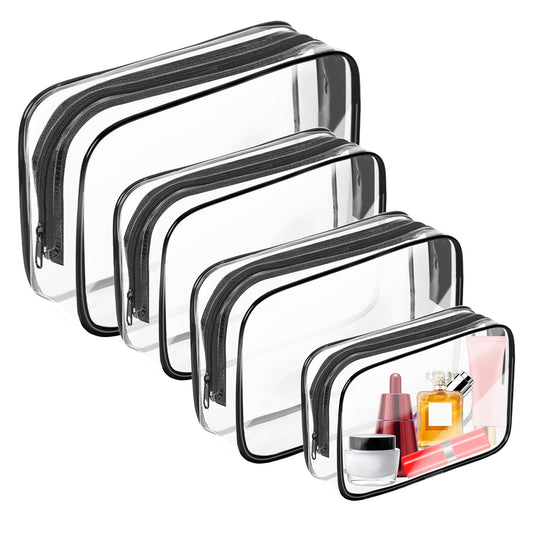AURUZA Paquete de 4 bolsas de aseo transparentes, bolsas de