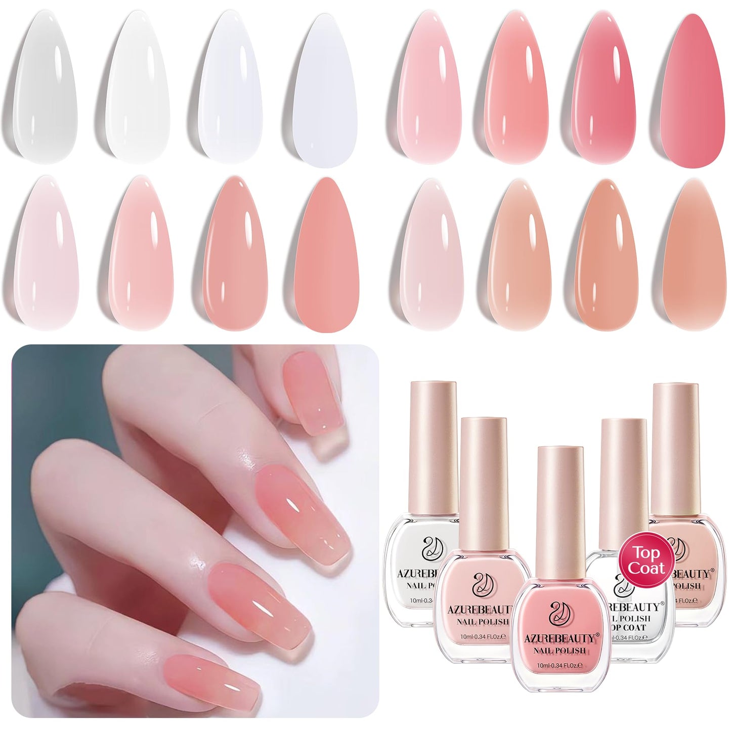 AZUREBEAUTY Juego de esmaltes de uñas veganos, 4 colores nud
