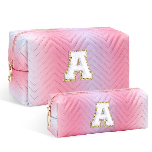 YOOLIFE Bolsa de maquillaje con inicial, bolsa de cosméticos