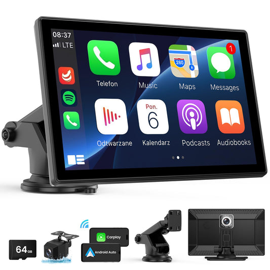 Pantalla inalámbrica CarPlay: estéreo portátil de 9 pulgadas