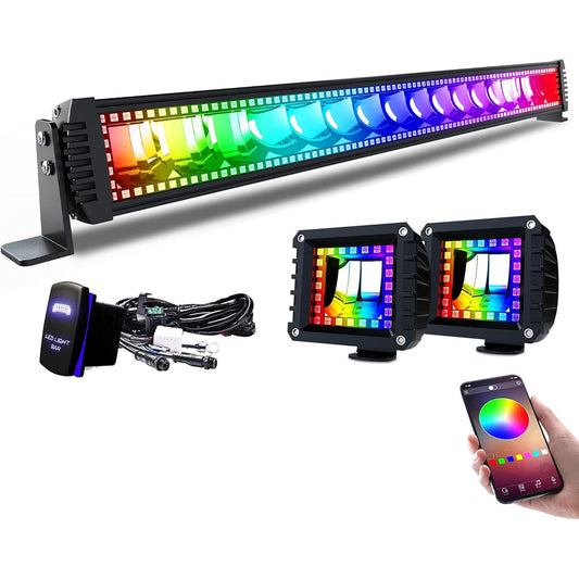 Lpteso Barra de luz LED RGBW de 32 pulgadas, 180 W, haz comb
