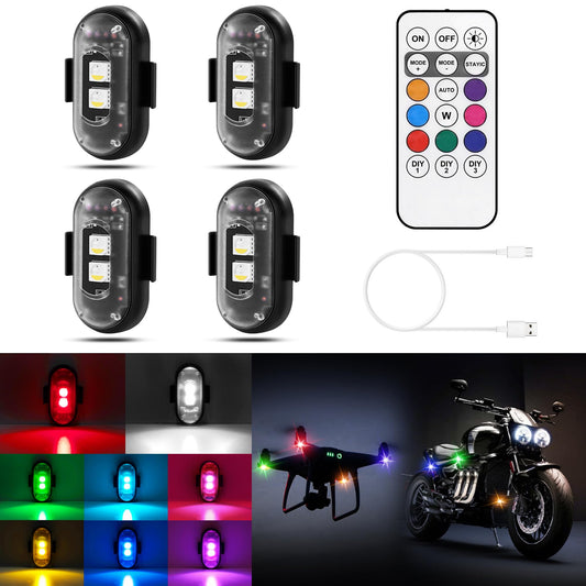 Luces LED inalámbricas para automóvil, 4 unidades, con contr