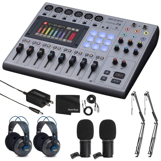 Zoom PodTrak P8 - Grabadora de podcasts multipista + 2 micró