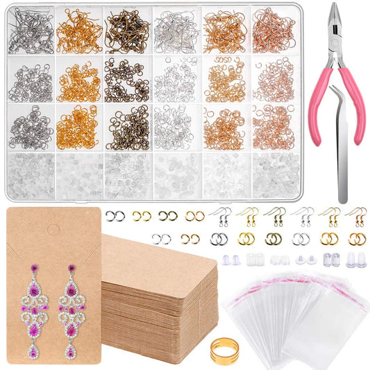 anezus Ganchos para aretes para hacer joyas, kit de suminist