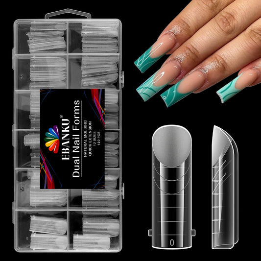 EBANKU 120 piezas de formas de uñas dobles mate, moldes de u