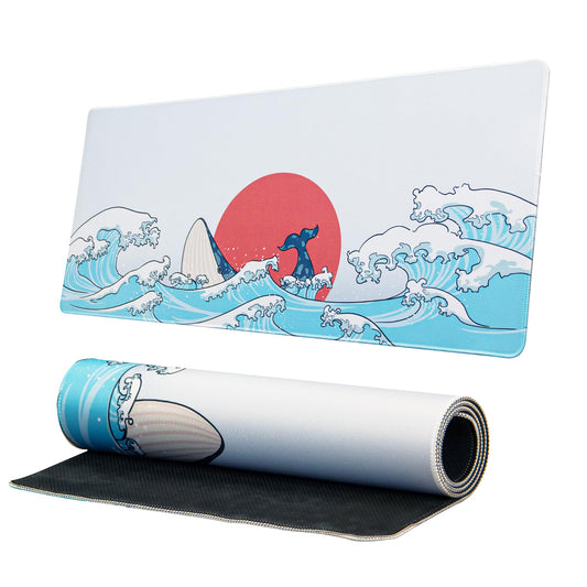 XVX - Alfombrilla de mouse grande japonesa con olas del mar