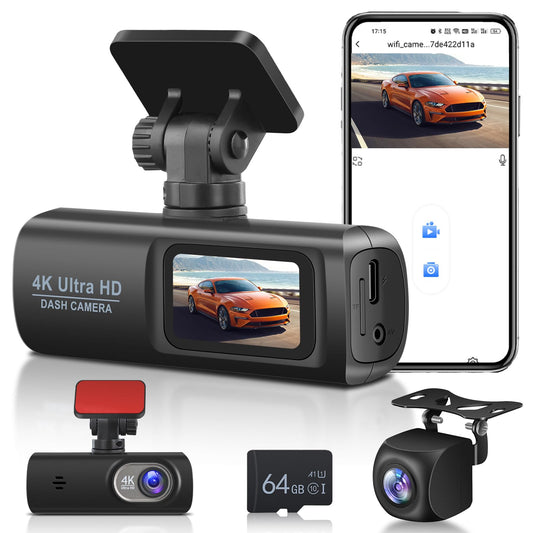 NHOPEEW Cámara de coche 4K – Dash Cam delantera y trasera –