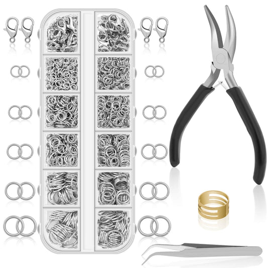 Anezus Juego de 1200 anillos de salto para hacer joyas, anil