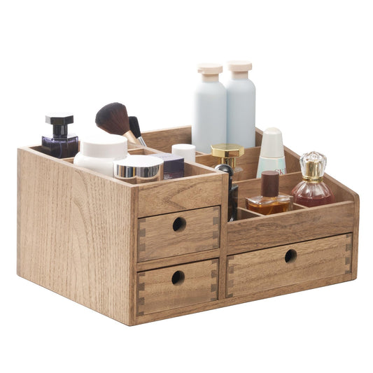KIRIGEN Wood Makeup Organizer Storage Cabinet Tabletop Cosme