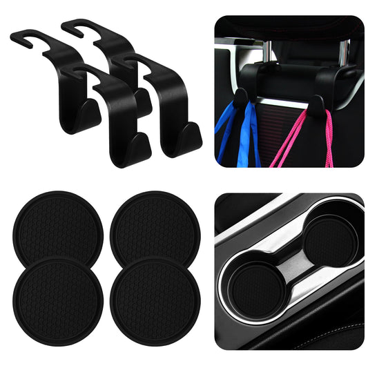 4 posavasos para portavasos de automóvil, 4 ganchos para rep