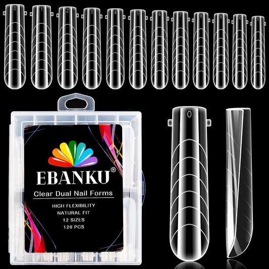 EBANKU Ataúd - Moldes de uñas dobles para gel de extensión d
