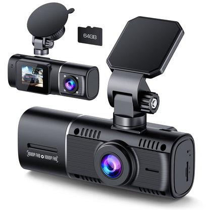 Cámara dual frontal e interna para auto, 1080p, cámara infra