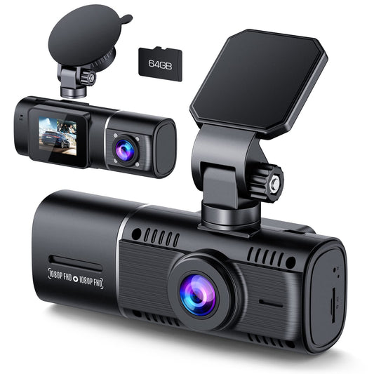 Cámara dual frontal e interna para auto, 1080p, cámara infra