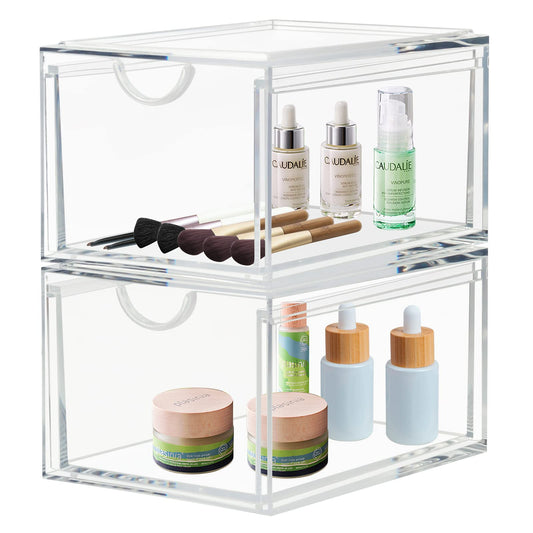 Paquete de 2 cajones organizadores de cosméticos apilables,