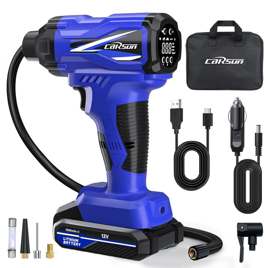 CARSUN Inflador de neumáticos, compresor de aire portátil, b