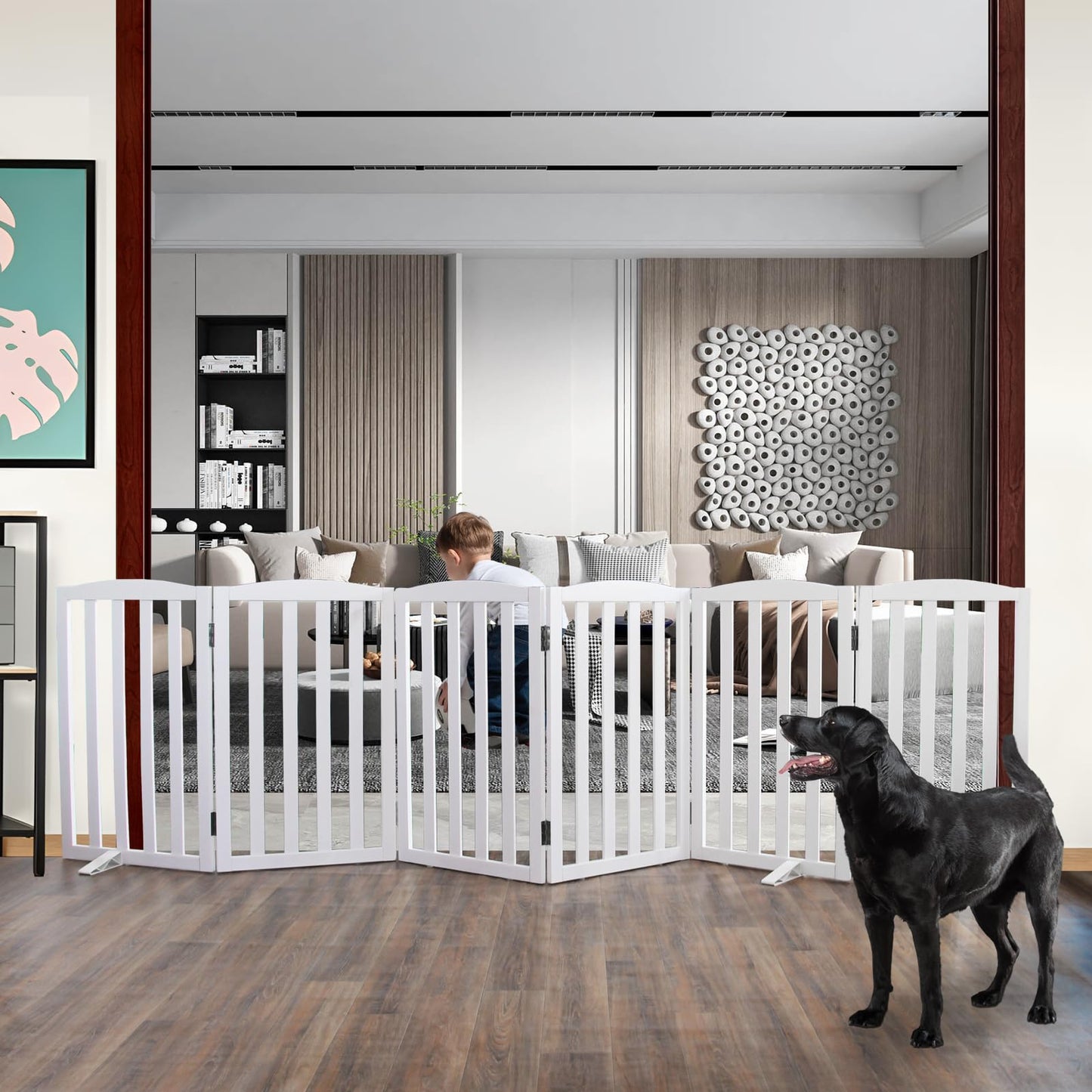 ZJSF Puerta plegable independiente para perros de interior p