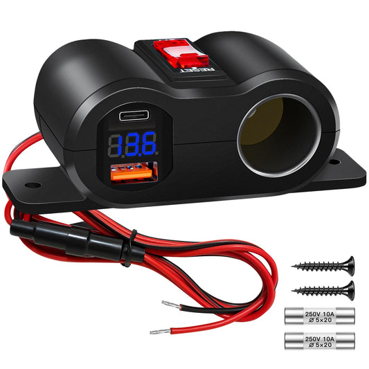 Enchufe de encendedor de cigarrillos de 12 V con interruptor