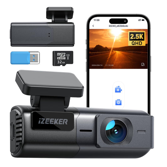 iZEEKER Cámara de tablero WiFi de 2.5 K para coches, mini cá