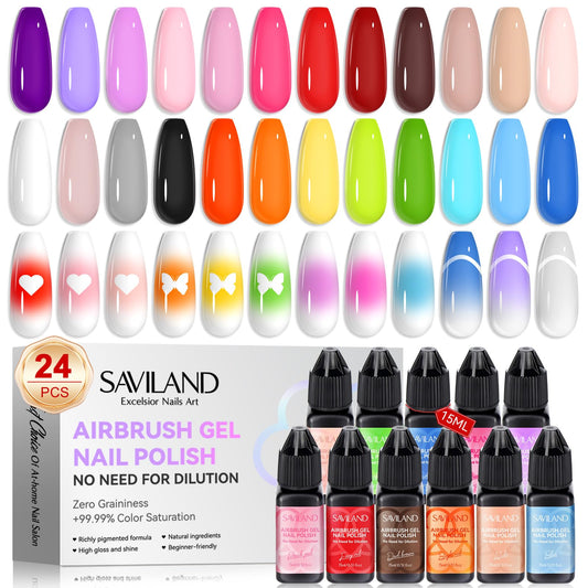SAVILAND Esmalte de uñas de gel con aerógrafo: 24 colores de