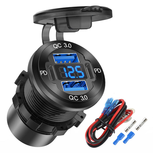 Cargador de aluminio con salida USB de 4 puertos y 12 V, 78